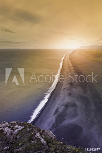 Picture of The black sand beach with Icelandic coastline